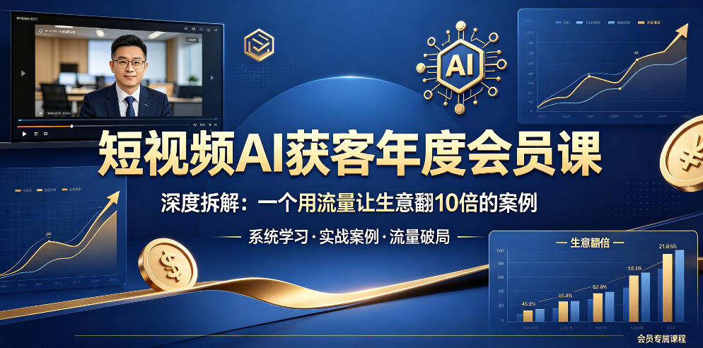 短视频AI获客年度会员课，深度拆解，一个用流量让生意翻10倍的案例-hcnxn