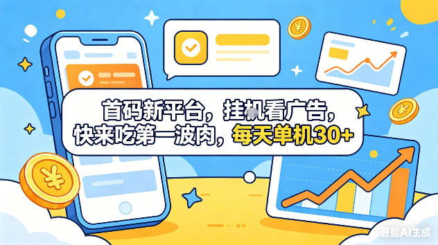 首码新平台，挂G自动看广告，快来吃第一波肉，每天单机30+，可矩阵放大【揭秘】-hcnxn