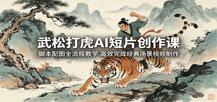 武松打虎AI短片创作课：脚本配图全流程教学，高效完成经典场景视频制作-hcnxn