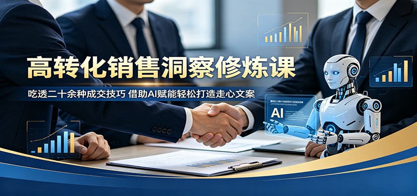 高转化销售洞察修炼课：吃透二十余种成交技巧，借助AI赋能轻松打造走心文案-hcnxn