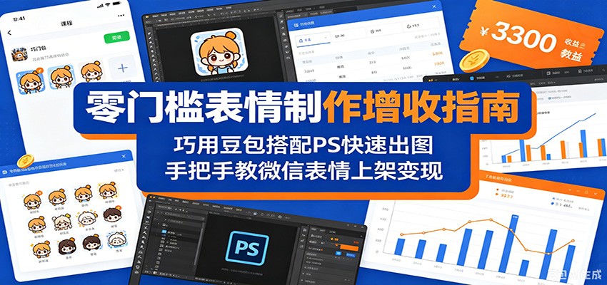 零门槛表情制作增收指南：巧用豆包搭配 PS 快速出图，手把手教微信表情上架变现-hcnxn