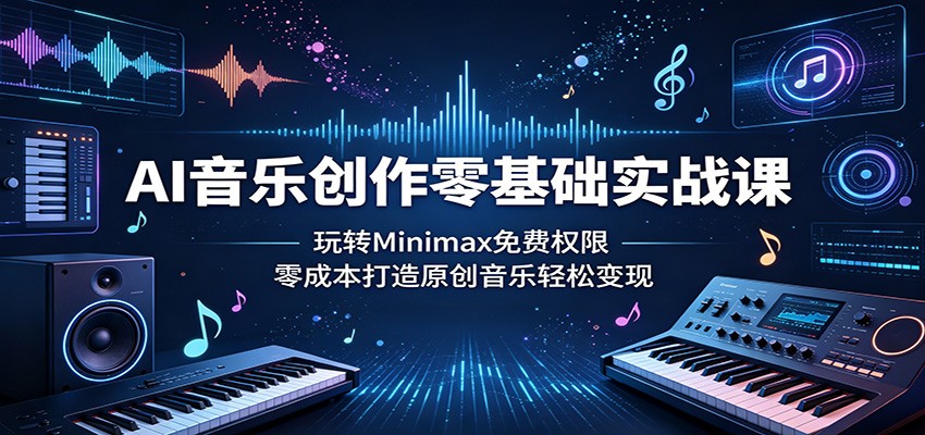 AI音乐创作零基础实战课：玩转Minimax免费权限，零成本打造原创音乐轻松变现-hcnxn