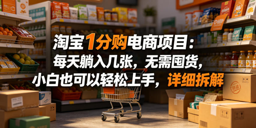淘宝1分购电商项目：每天躺入几张，无需囤货，小白也可以轻松上手，详细拆解-hcnxn