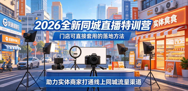 2026全新同城直播特训营，门店可直接套用的落地方法，助力实体商家打通线上同城流量渠道-hcnxn