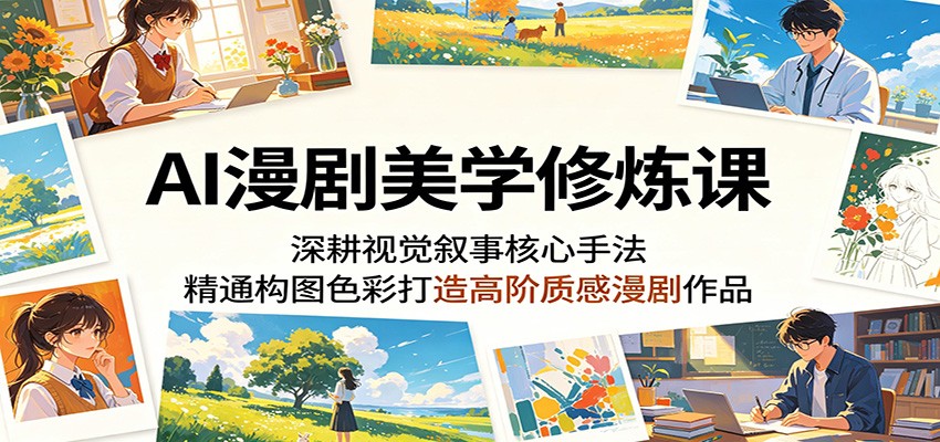 AI漫剧美学修炼课：深耕视觉叙事核心手法，精通构图色彩打造高阶质感漫剧作品-hcnxn
