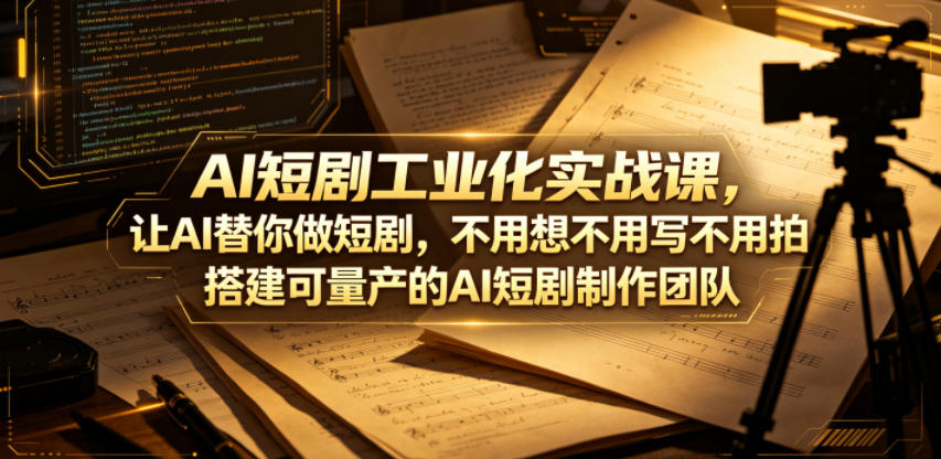 AI短剧工业化实战课，让AI替你做短剧，不用想不用写不用拍，搭建可量产的AI短剧制作团队-hcnxn