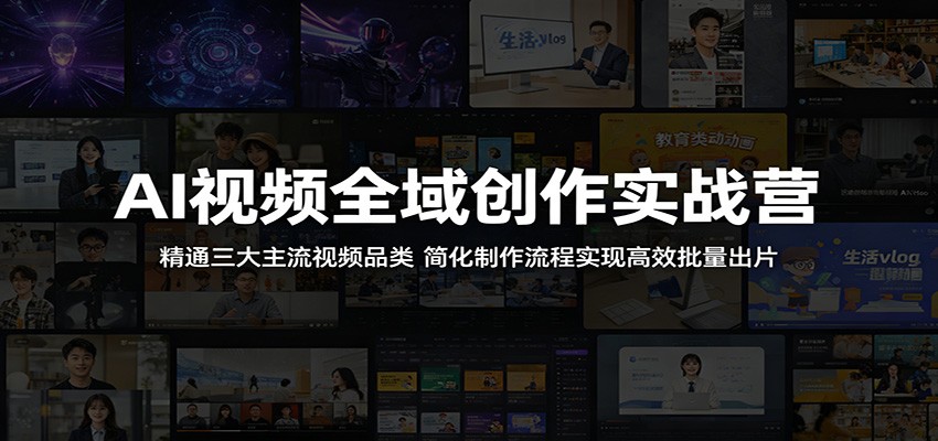 AI视频全域创作实战营：精通三大主流视频品类，简化制作流程实现高效批量出片-hcnxn
