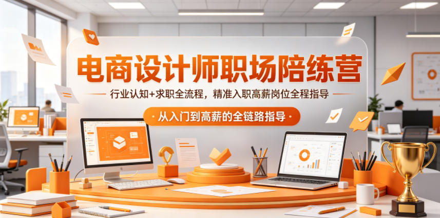 电商设计师职场陪练营，行业认知+求职全流程，精准入职高薪岗位全程指导-hcnxn
