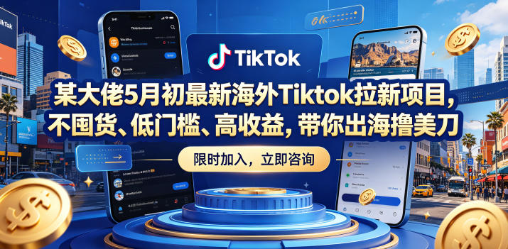 某大佬5月初最新海外Tiktok拉新项目，不囤货、低门槛、高收益，带你出海撸美刀-hcnxn