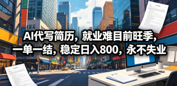 AI代写简历，就业难目前旺季，一单一结，稳定日入800，永不失业-hcnxn