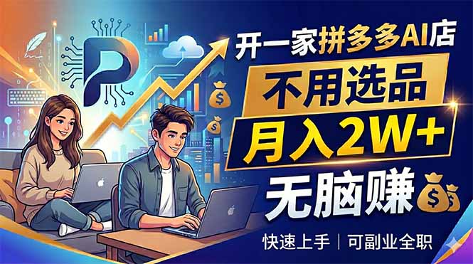 开一家拼多多AI店，不用选品，月入2W+，无脑赚，可副业全职-hcnxn