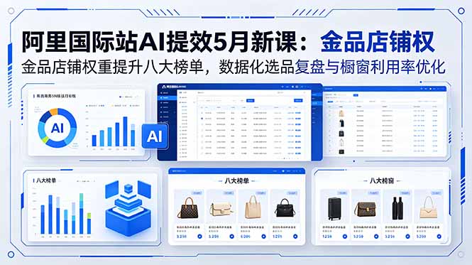 阿里国际站AI提效5月新课：金品店铺权重提升八大榜单，数据化选品复盘与橱窗利用率优化-hcnxn