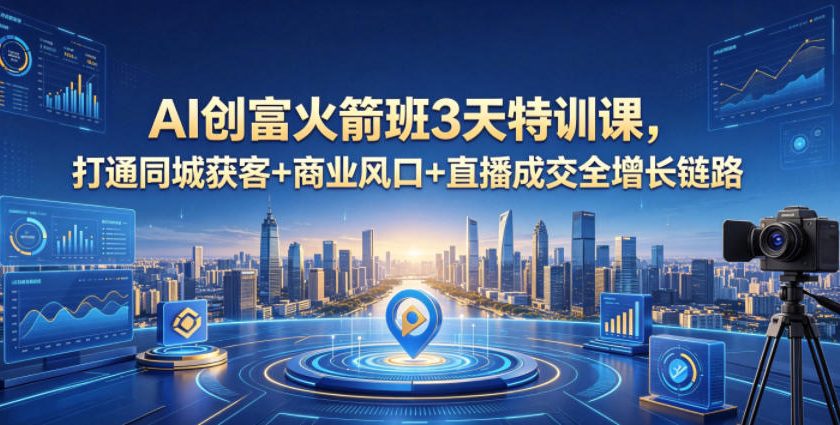 AI创富火箭班3天特训课，打通同城获客+商业风口+直播成交全增长链路，2026年4月新课-hcnxn