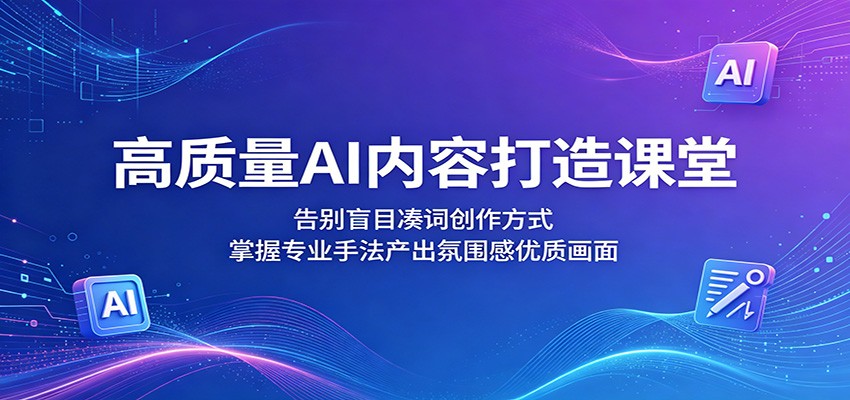 高质量AI内容打造课堂：告别盲目凑词创作方式，掌握专业手法产出氛围感优质画面-hcnxn