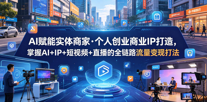 AI赋能实体商家·个人创业商业IP打造，掌握AI+IP+短视频+直播的全链路流量变现打法-hcnxn