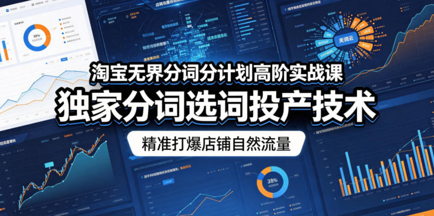 淘宝无界分词分计划高阶实战课，独家分词选词投产技术，精准打爆店铺自然流量-hcnxn