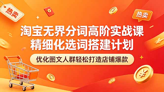 淘宝无界分词高阶实战课 精细化选词搭建计划 优化图文人群轻松打造店铺爆款-hcnxn