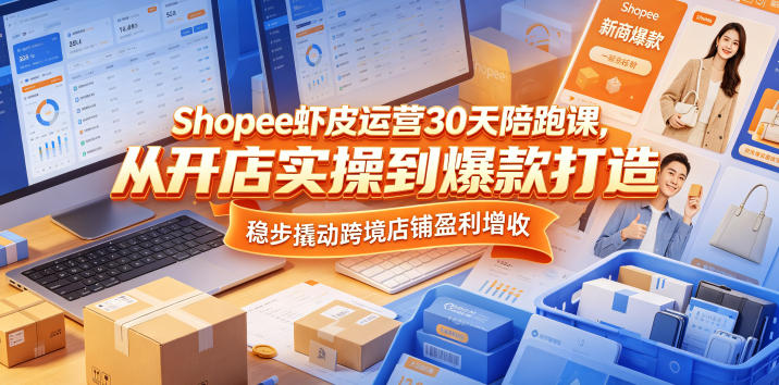 Shopee虾皮运营30天陪跑课，从开店实操到爆款打造，稳步撬动跨境店铺盈利增收-hcnxn