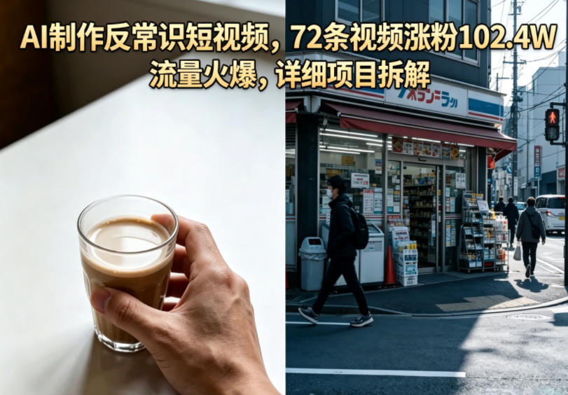 AI制作反常识短视频，72条视频涨粉102.4W，流量火爆，详细项目拆解-hcnxn