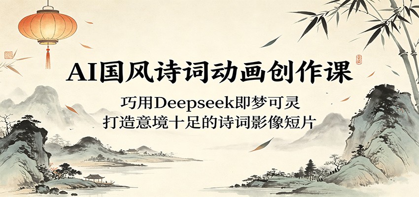 AI国风诗词动画创作课：巧用Deepseek即梦可灵，打造意境十足的诗词影像短片-hcnxn