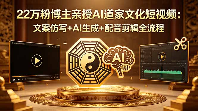 22万粉博主亲授AI道家文化短视频：文案仿写+AI生成+配音剪辑全流程-hcnxn