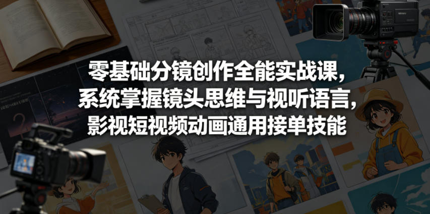 零基础分镜创作全能实战课，系统掌握镜头思维与视听语言，影视短视频动画通用接单技能-hcnxn