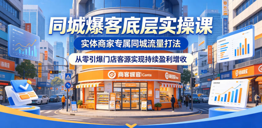 同城爆客底层实操课，实体商家专属同城流量打法，从零引爆门店客源实现持续盈利增收-hcnxn
