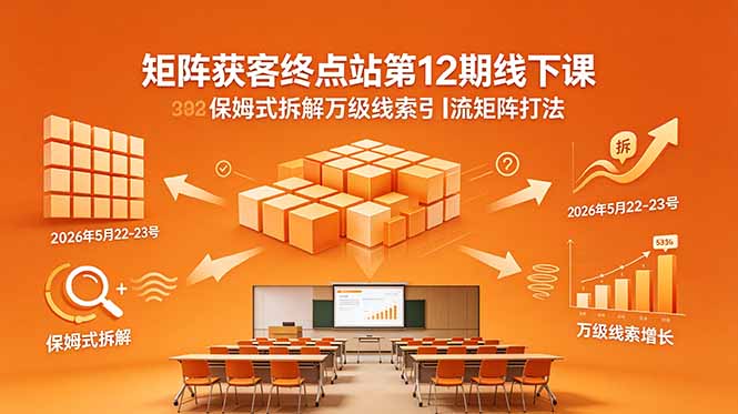 矩阵获客终点站第12期线下课 2026年5月22-23号 保姆式拆解万级线索引流矩阵打法-hcnxn