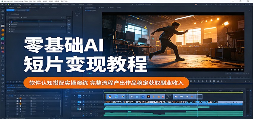 零基础AI短片变现教程：软件认知搭配实操演练，完整流程产出作品稳定获取副业收入-hcnxn