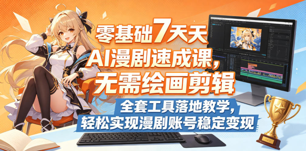 零基础7天AI漫剧速成课，无需绘画剪辑，全套工具落地教学，轻松实现漫剧账号稳定变现-hcnxn