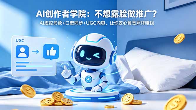 AI创作者学院：不想露脸做推广？AI虚拟形象+口型同步+UGC内容，让你安心睡觉照样赚钱-hcnxn