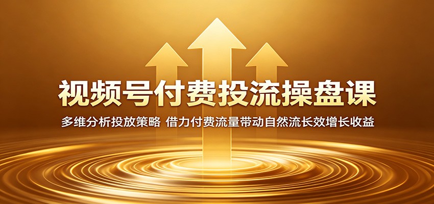 视频号付费投流操盘课：多维分析投放策略，借力付费流量带动自然流长效增长收益-hcnxn