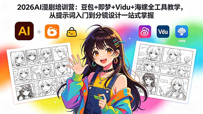 2026AI漫剧培训营：豆包+即梦+Vidu+海螺全工具教学，从提示词入门到分镜设计一站式掌握-hcnxn