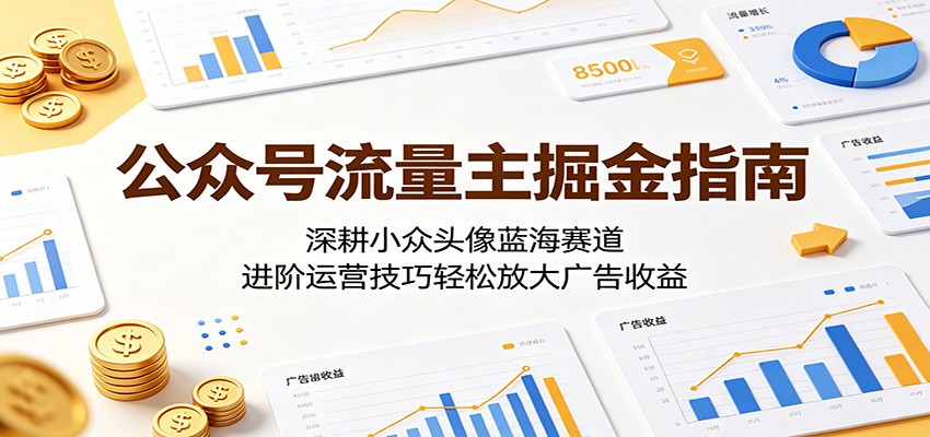 公众号流量主掘金指南：深耕小众头像蓝海赛道，进阶运营技巧轻松放大广告收益-hcnxn