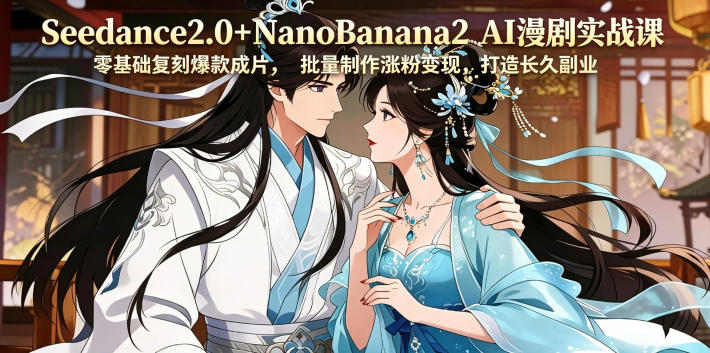 Seedance2.0+NanoBanana2 AI漫剧实战课，零基础复刻爆款成片涨粉变现，打造长久副业收益-hcnxn