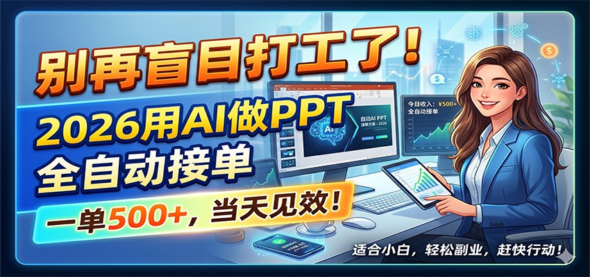 别再盲目打工了！2026用AI做PPT全自动接单，一单5张+，当天见效！-hcnxn