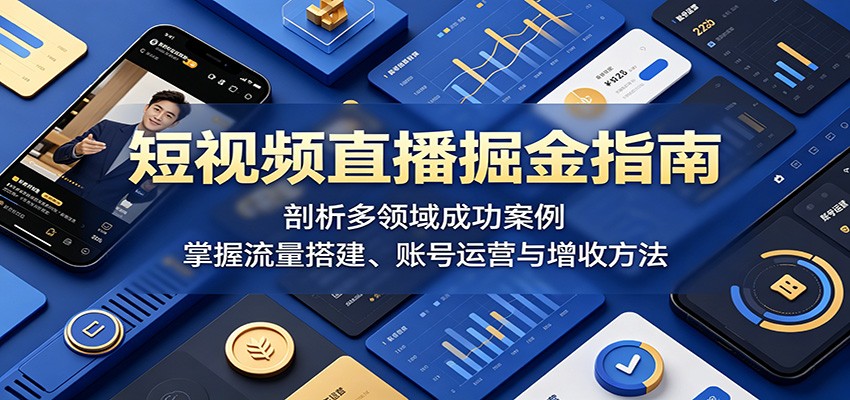 短视频直播掘金指南：剖析多领域成功案例，掌握流量搭建、账号运营与增收方法-hcnxn