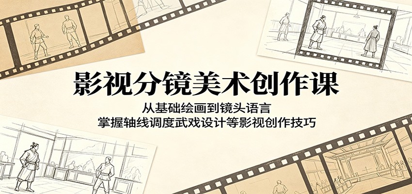 影视分镜美术创作课：从基础绘画到镜头语言，掌握轴线调度武戏设计等影视创作技巧-hcnxn