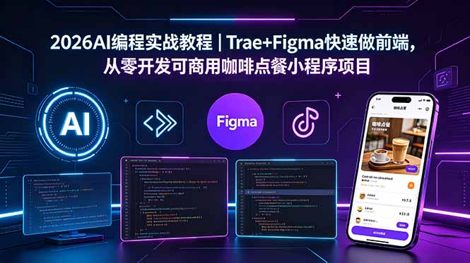 2026AI编程实战教程｜Trae+Figma快速做前端，从零开发可商用咖啡点餐小程序项目-hcnxn