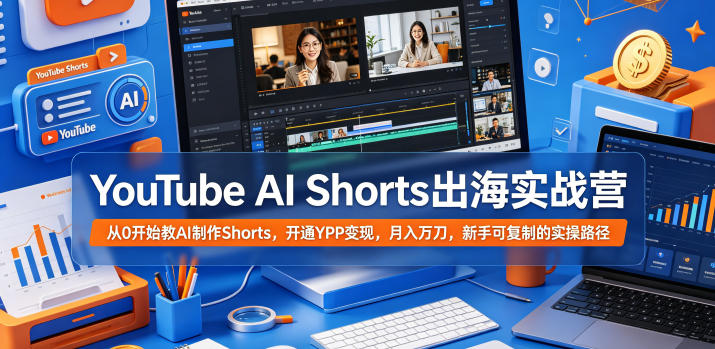 YouTube AI Shorts出海实战营，从0开始教AI制作Shorts，开通YPP变现，月入万刀，新手可复制的实操路径-hcnxn