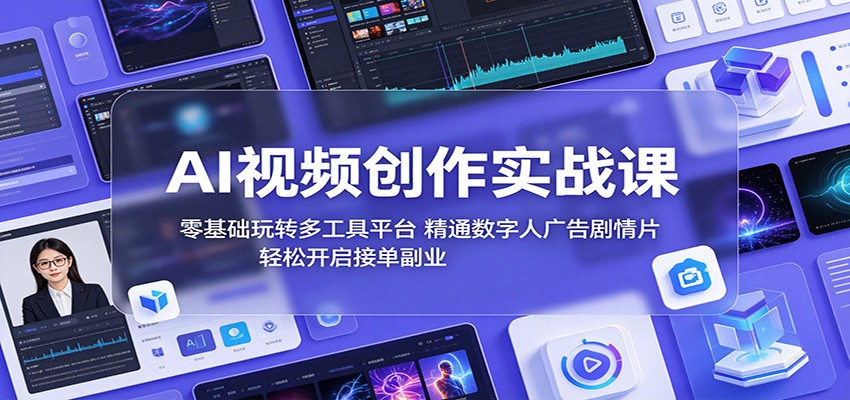 AI视频创作实战课：零基础玩转多工具平台，精通数字人广告、剧情片，轻松开启接单副业-hcnxn