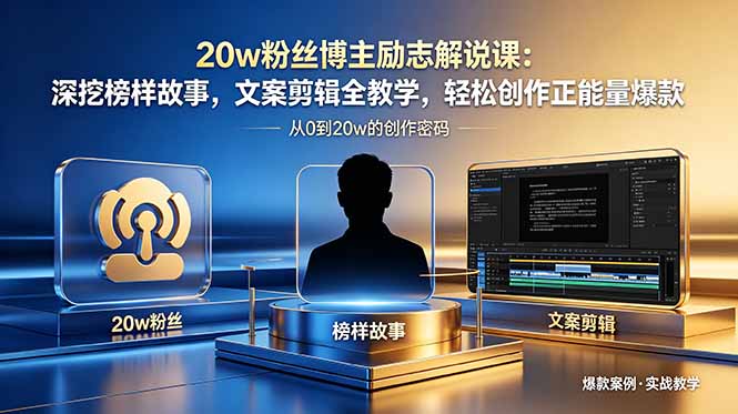 20w粉丝博主励志解说课：深挖榜样故事，文案剪辑全教学，轻松创作正能量爆款-hcnxn