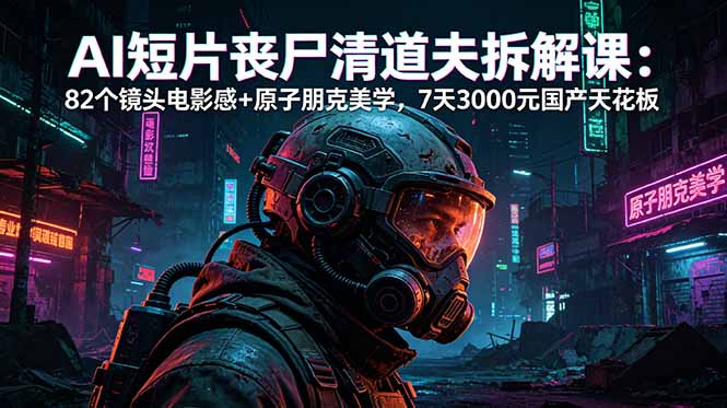 AI短片《丧尸清道夫》拆解课：82个镜头电影感+原子朋克美学，7天3000元国产天花板-hcnxn