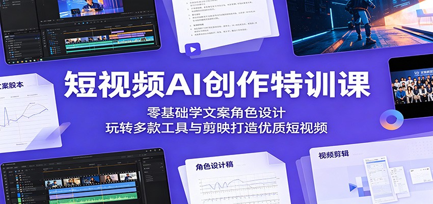 短视频AI创作特训课：零基础学文案角色设计，玩转多款工具与剪映打造优质短视频-hcnxn