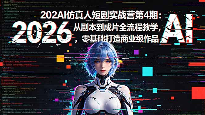 2026AI仿真人短剧实战营第4期：从剧本到成片全流程教学，零基础打造商业级作品-hcnxn