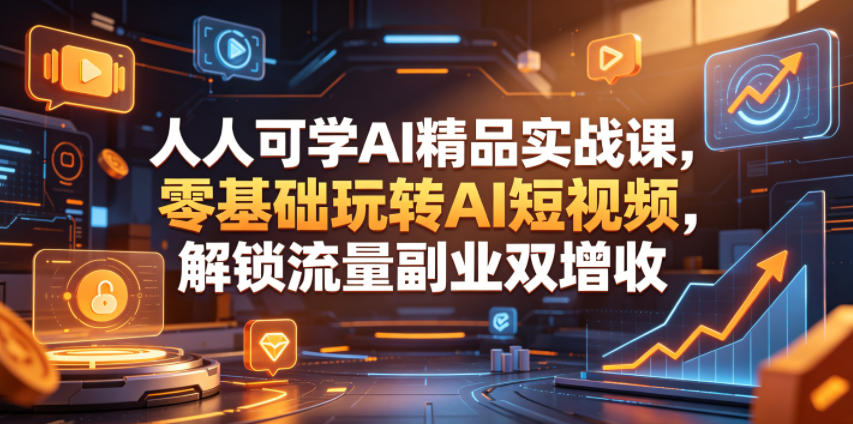 人人可学AI精品实战课，零基础玩转AI短视频，解锁流量副业双增收-hcnxn