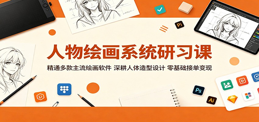 人物绘画系统研习课：精通多款主流绘画软件，深耕人体造型设计，零基础接单变现-hcnxn