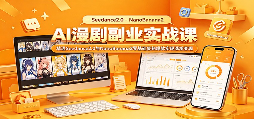 AI漫剧副业实战课：精通Seedance2.0与NanoBanana2零基础复刻爆款实现涨粉变现-hcnxn