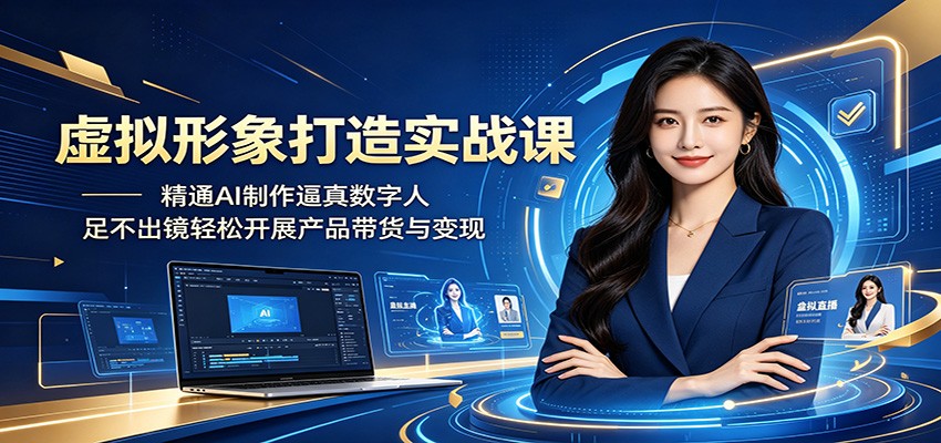 虚拟形象打造实战课：精通AI制作逼真数字人，足不出镜轻松开展产品带货与变现-hcnxn
