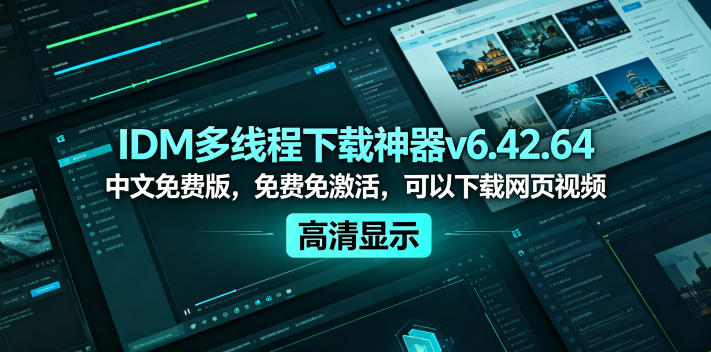 IDM多线程下载神器v6.42.64中文免费版，免费免激活，可以下载网页视频(例如飞书文档内的视频)-hcnxn